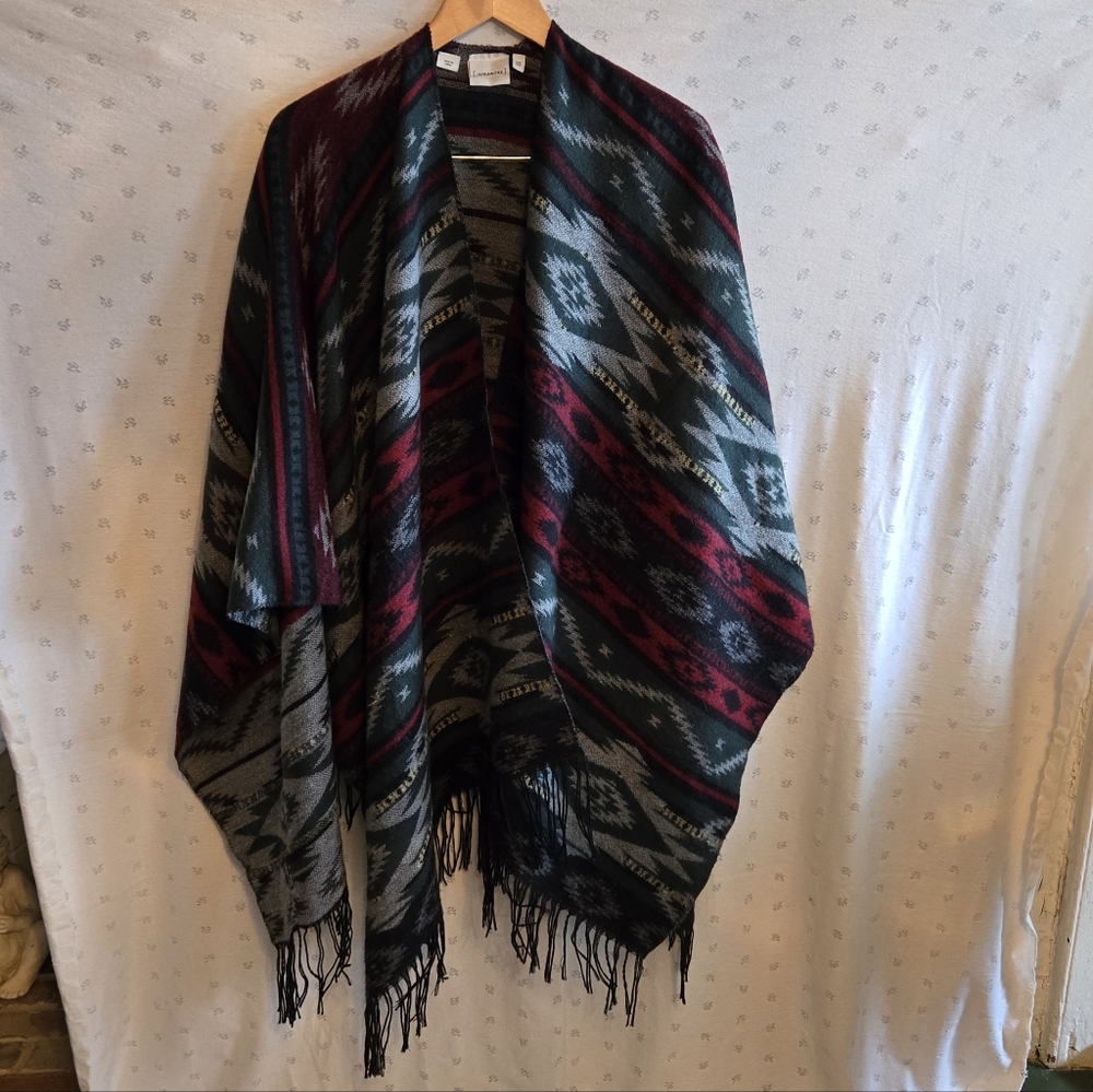 Junarose Multicolor Patterned Shawl with Fringe